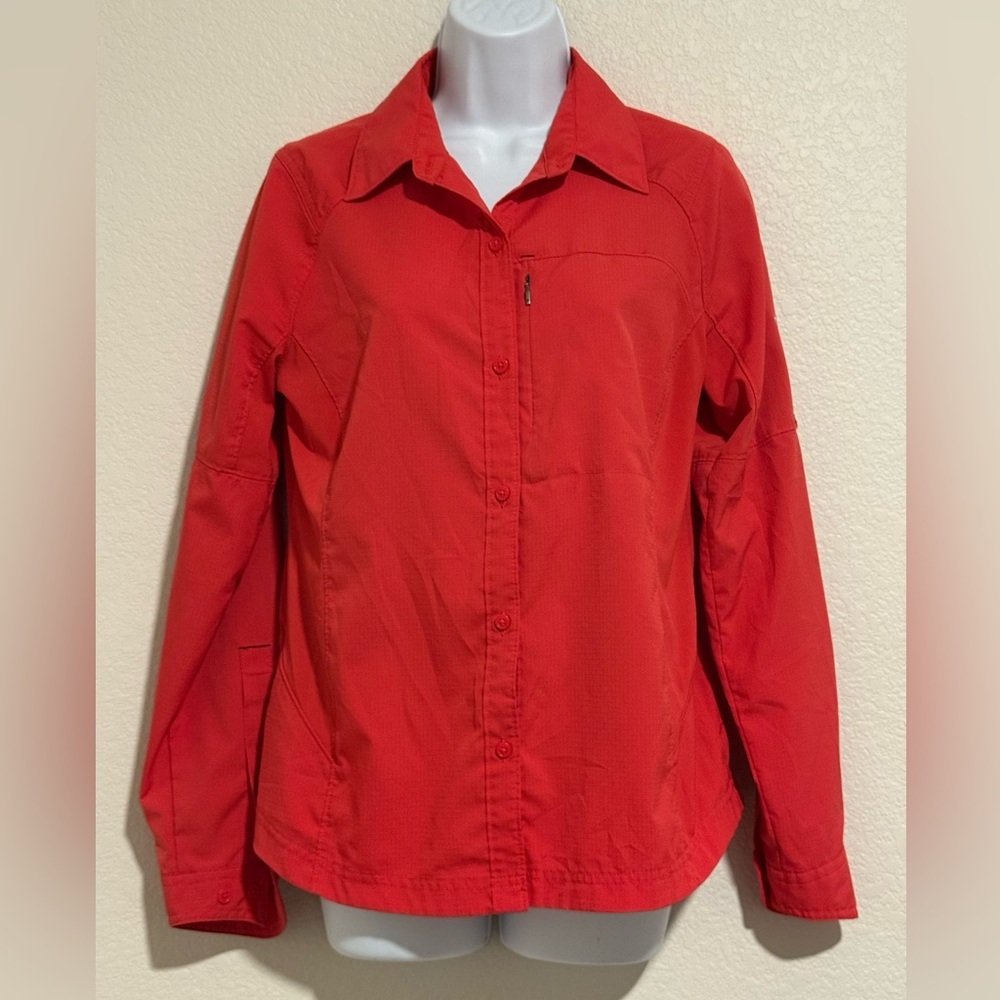 Columbia Omni-Shade Sun Protection Women's Size M Red Button-Up Shirt